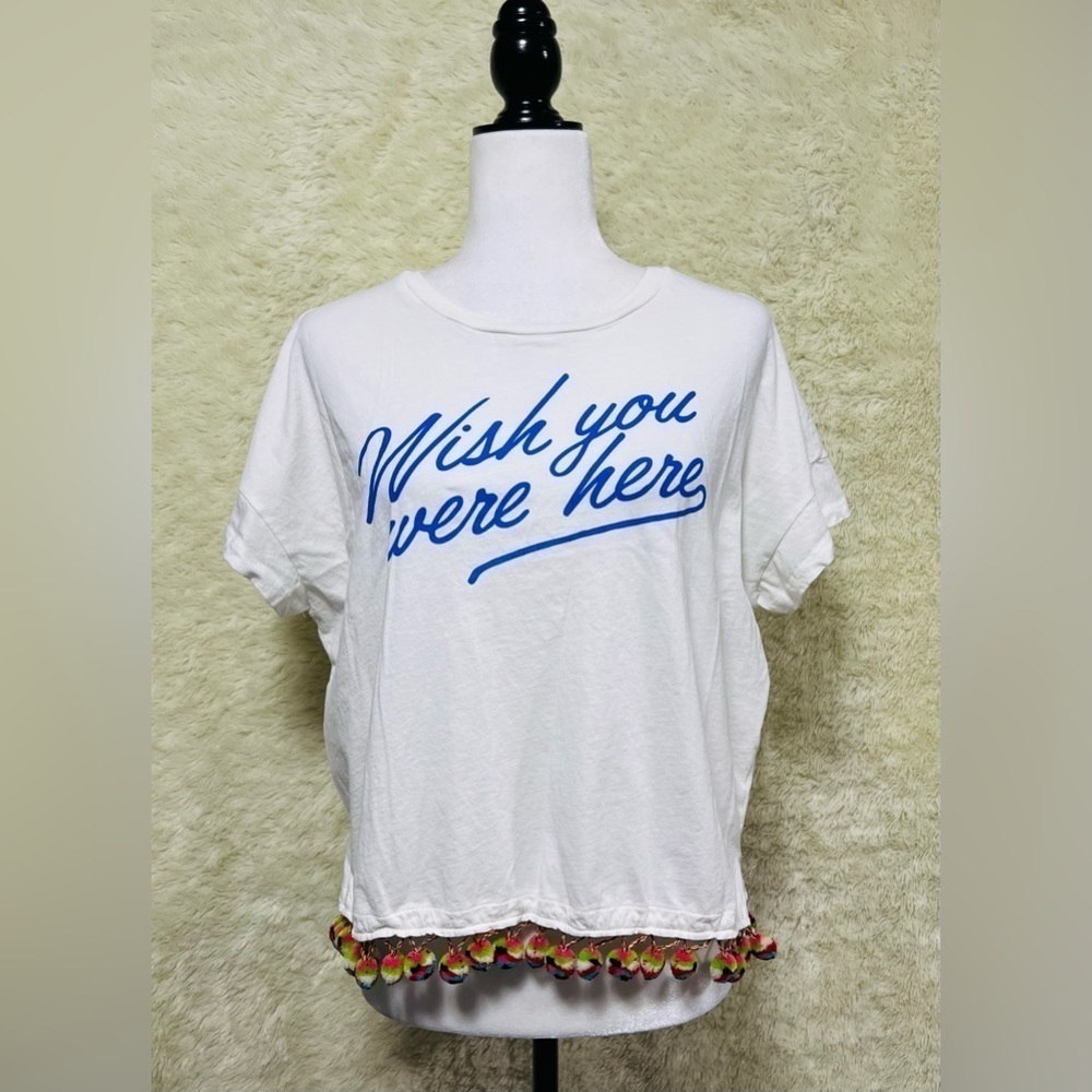 Bando Wish You Were Here Novelty Pom-pom Summer Top Cotton